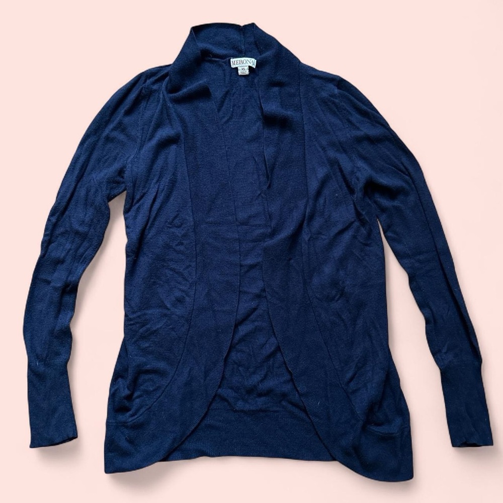 Merona Navy Open-Front Long Sleeve Cardigan